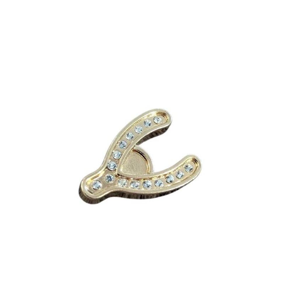 Crocs Jibbitz Gold & rhinestone studded wishbone shoe charm jewels